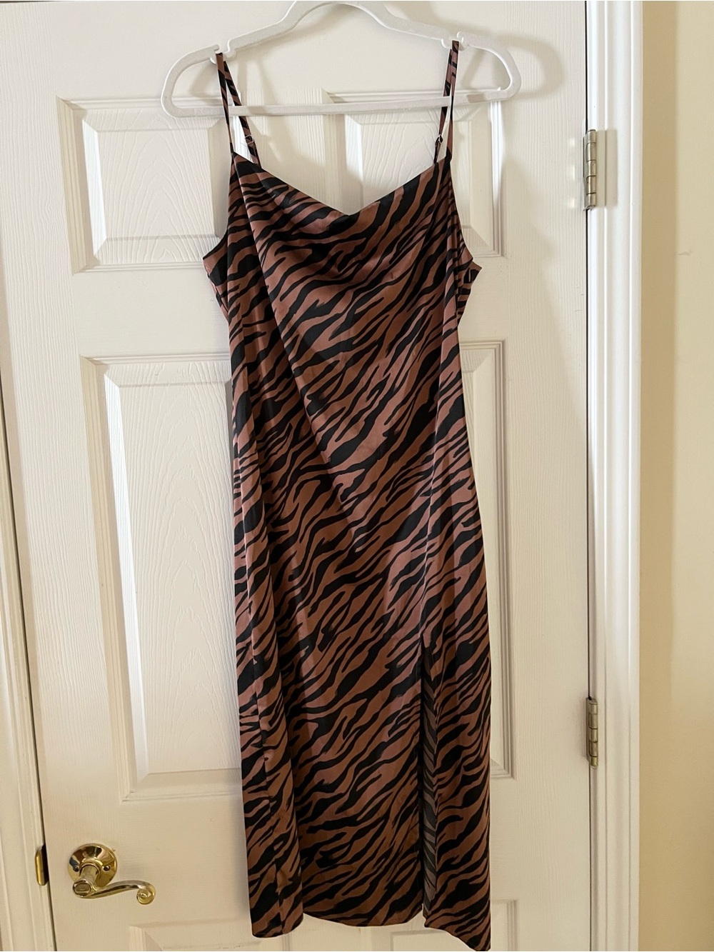 Brown & Black Zebra Slip Dress